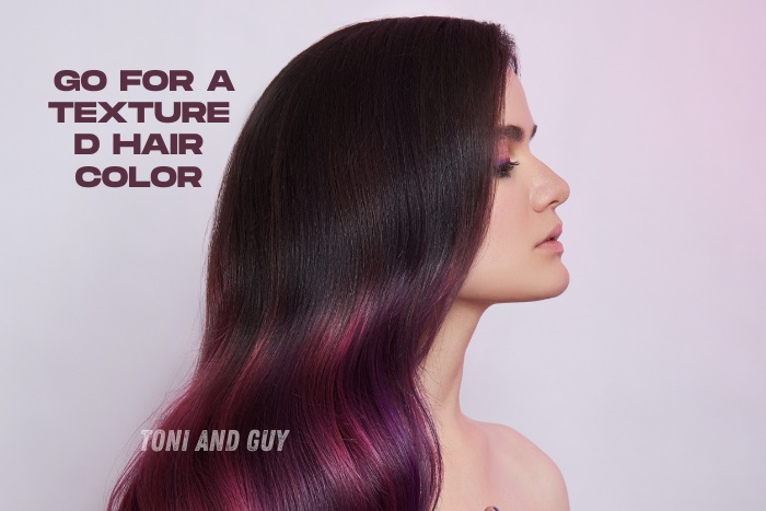 Bold shades blended seamlessly for a glossy, modern look and stunning textured hair colour at TONI & GUY, Coimbatore