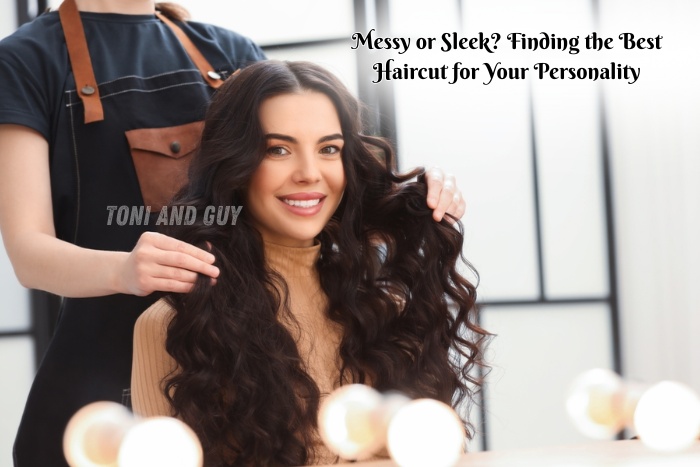 A smiling client with beautiful long curls styled at TONI & GUY Coimbatore by a professional stylist