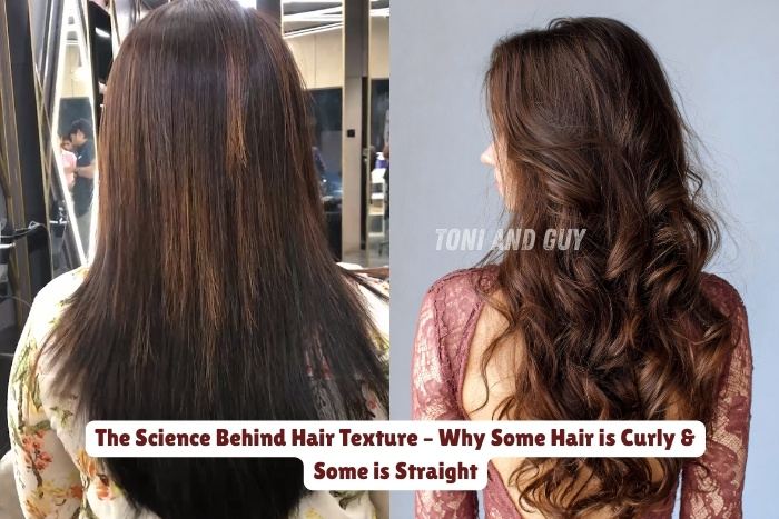 Comparison of straight and curly hair textures showcased at Essensuals by Toni & Guy Coimbatore