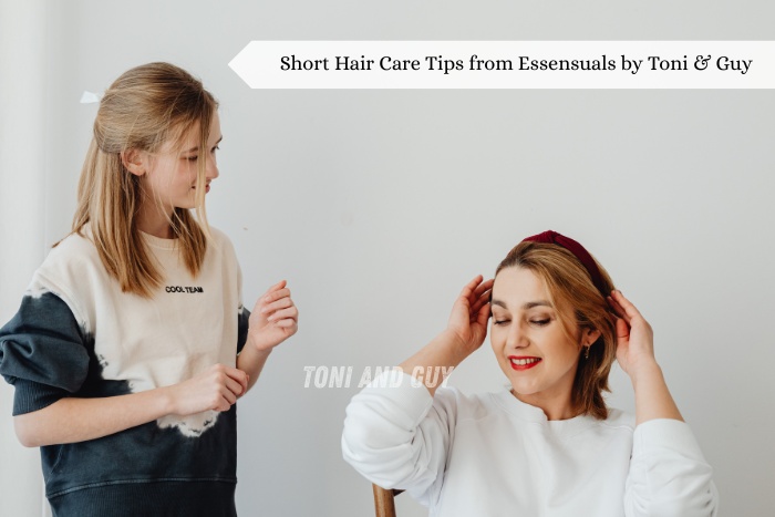 Professional short hair consultation and styling session at Essensuals by Toni & Guy Coimbatore