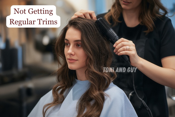Hair styling session at Toni & Guy Salon, Coimbatore, highlighting the importance of regular trims for healthy hair