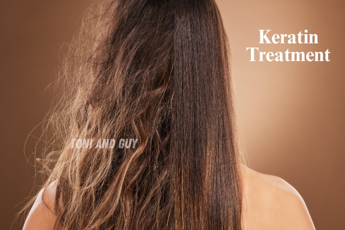 Keratin hair treatment results at Toni & Guy Coimbatore showing smooth, straight, frizz-free hair transformation