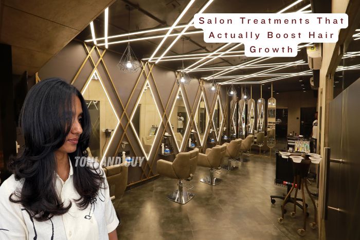 Salon treatments that boost hair growth at Toni & Guy Coimbatore, featuring a modern luxury salon interior and styled client