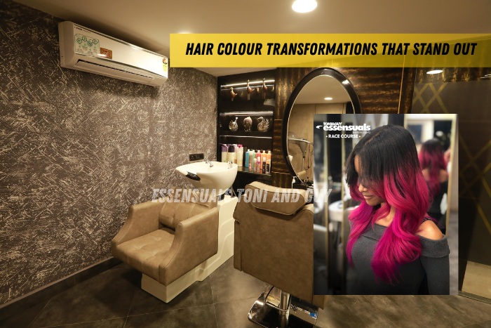 Hair colour transformations at Essensuals Toni & Guy Race Course Coimbatore with vibrant, standout shades
