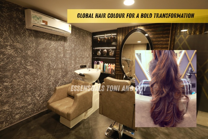 Global hair colour for bold transformation at Essensuals Toni & Guy Race Course Coimbatore salon